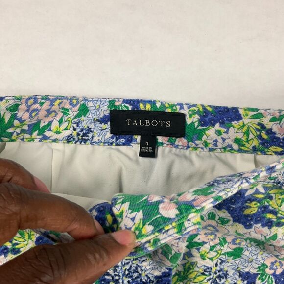 Talbots Floral Pencil Skirt Vibrant Garden Print Career Classic Cotton Size 4 - Picture 3 of 9